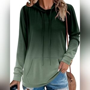 MODARANI Womens Ombre Pullover Hoodie Sweatshirts Casual Tunic Top